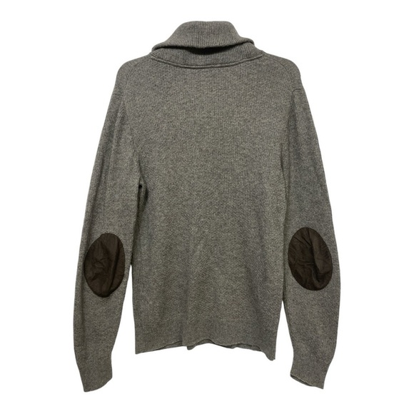 Hart Schaffner Marx Gray Shawl Collar Sweater M Lambswool Elbow Patch - Picture 2 of 11